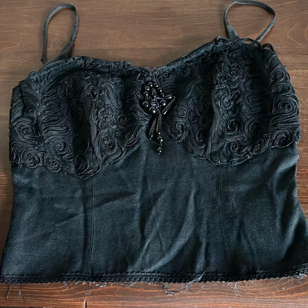 Flirtations Black Beaded Longline Cami Bra Lowest Price